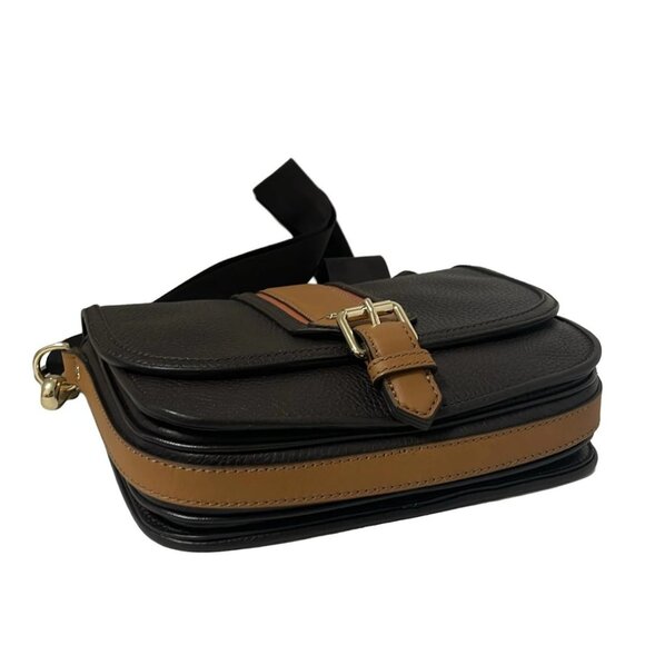 Auth Burberry - 3799403 Dark Brown Light Brown Orange Leather Shoulder Bag - Picture 4 of 8